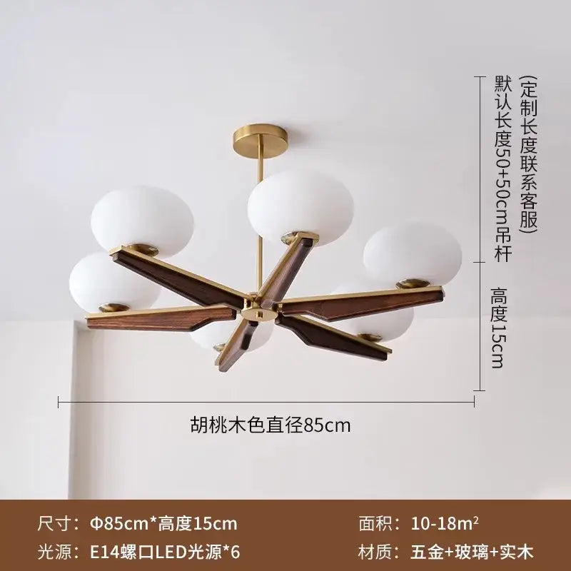 Black Brass Wood Chandelier