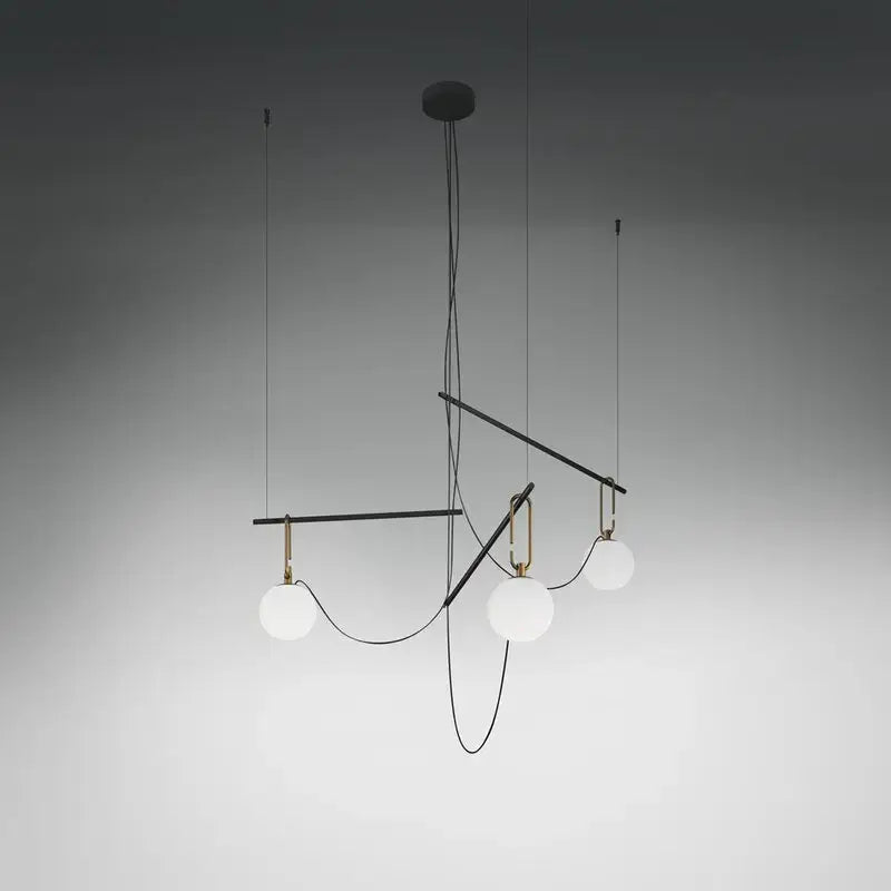 Brass Glass Pendant Light with Three-Light Design