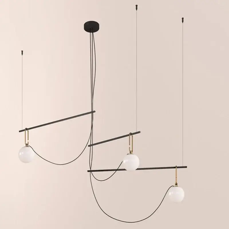 Brass Glass Pendant Light with Three-Light Design