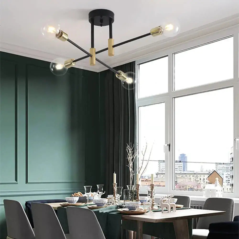 Brass Industrial Chandelier with LED Lighting
