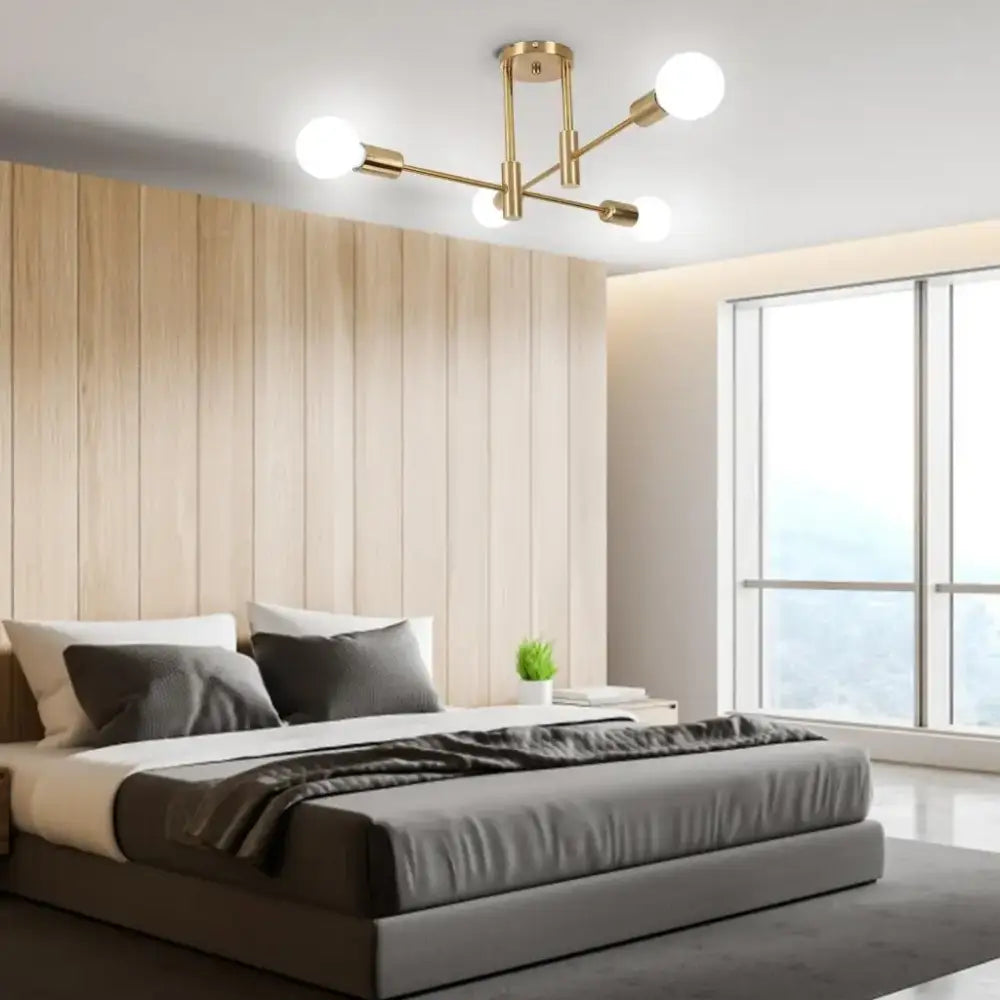 Brass Industrial Chandelier with LED Lighting
