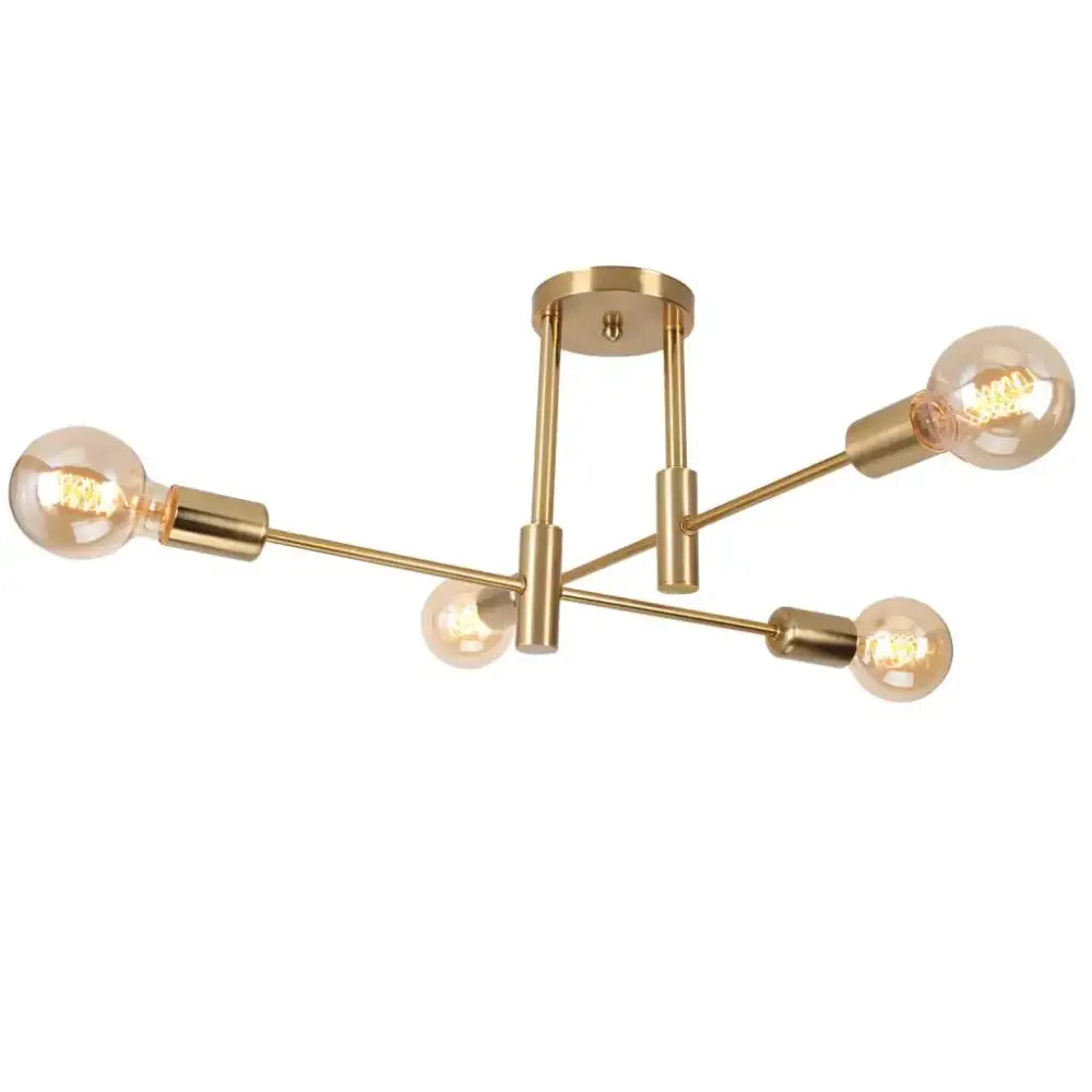Brass Industrial Chandelier with LED Lighting