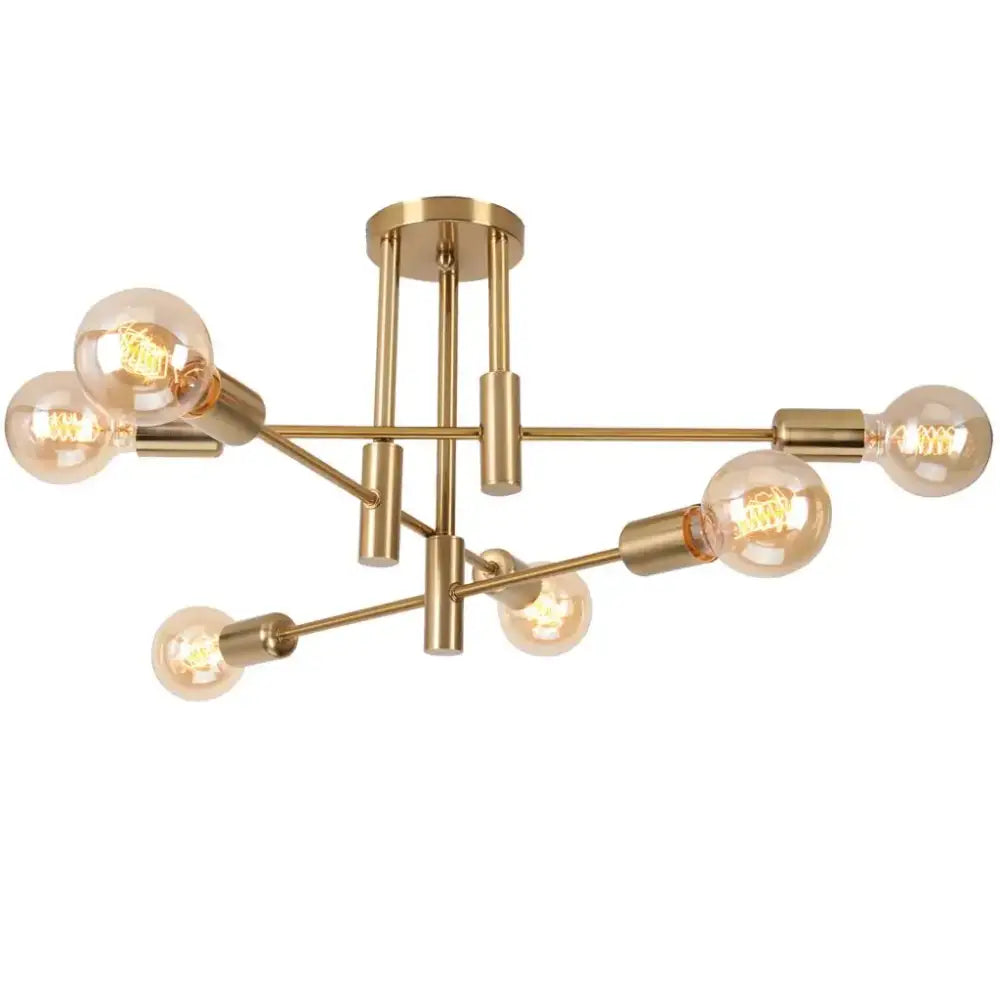Brass Industrial Chandelier with LED Lighting