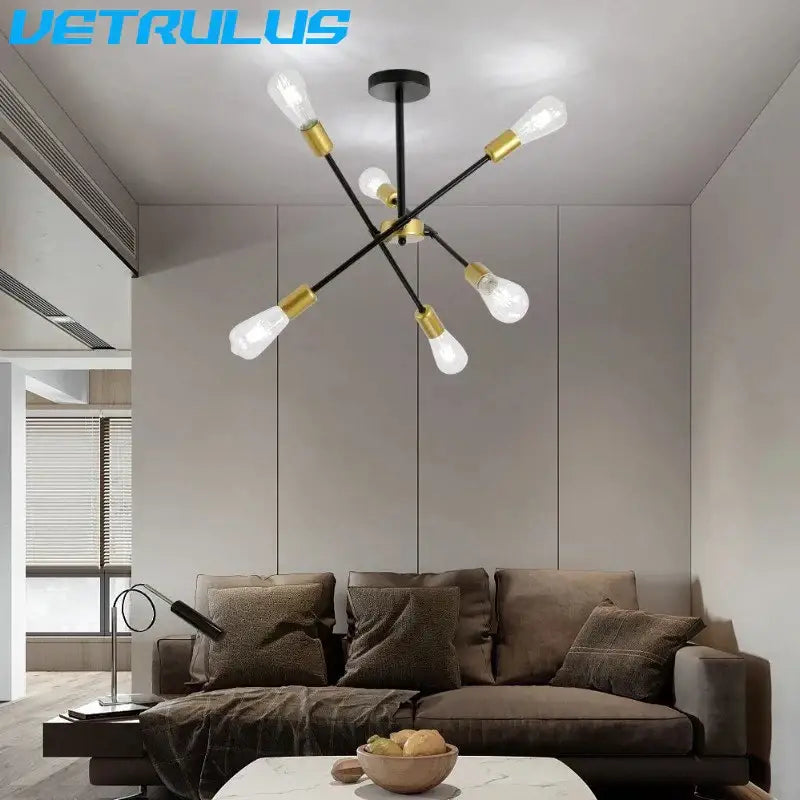 Brass Iron Sputnik Chandelier