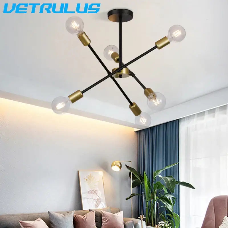 Brass Iron Sputnik Chandelier
