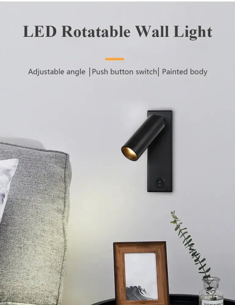 Black Brass LED Wall Lamp with USB Port