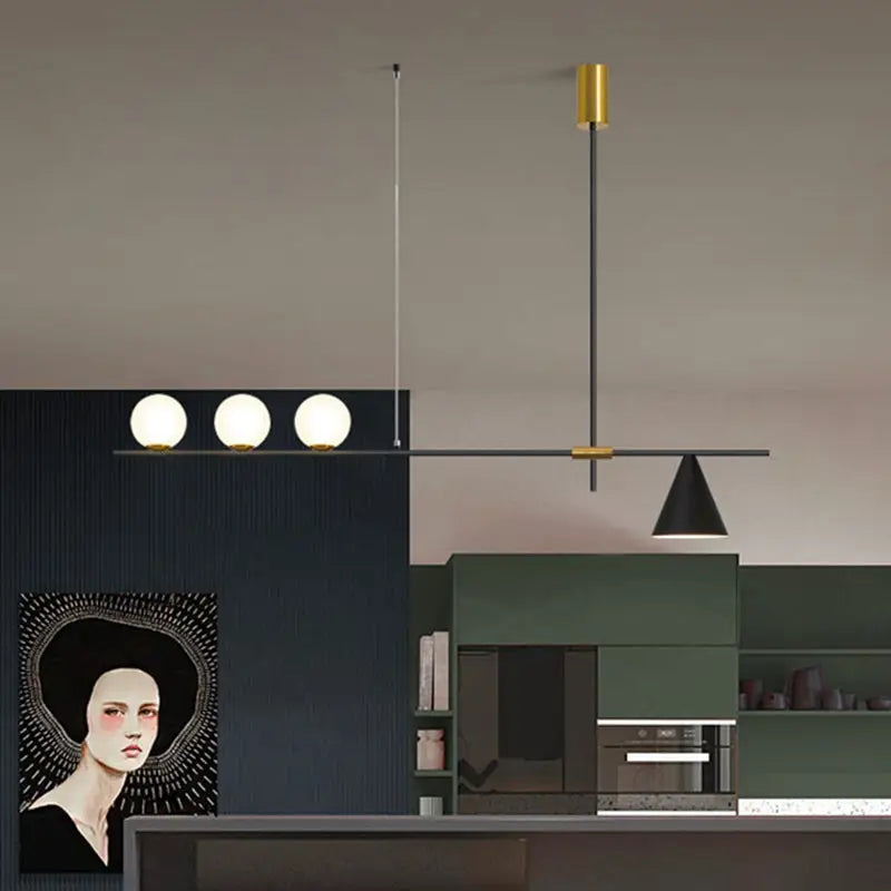 Black Brass Linear Chandelier