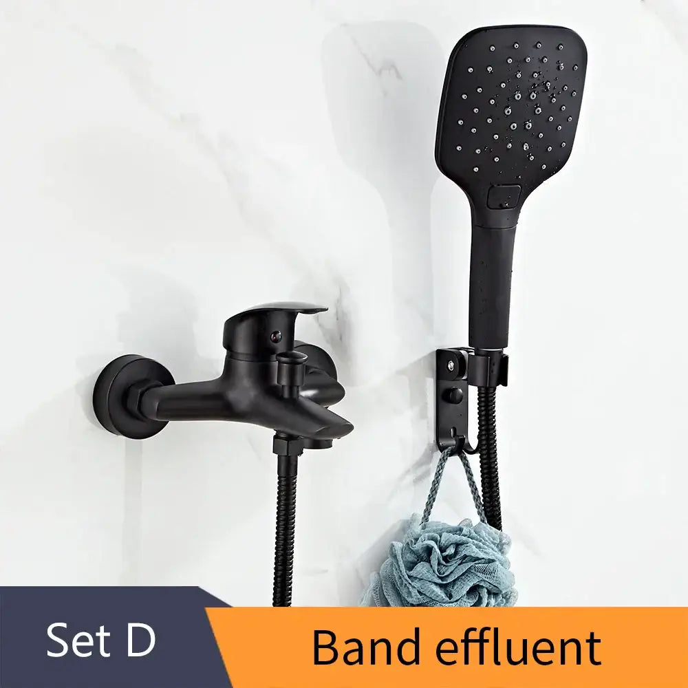 Black Brass Shower Faucet Set