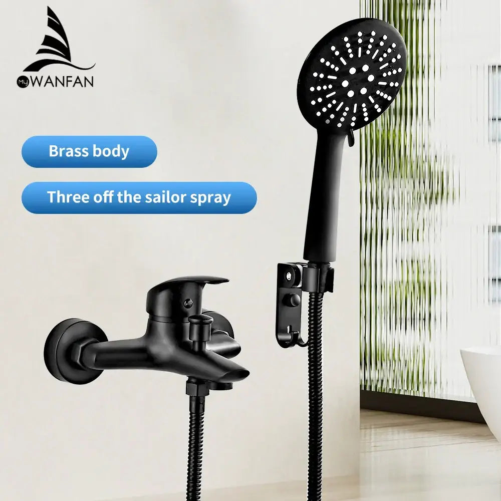 Black Brass Shower Faucet Set