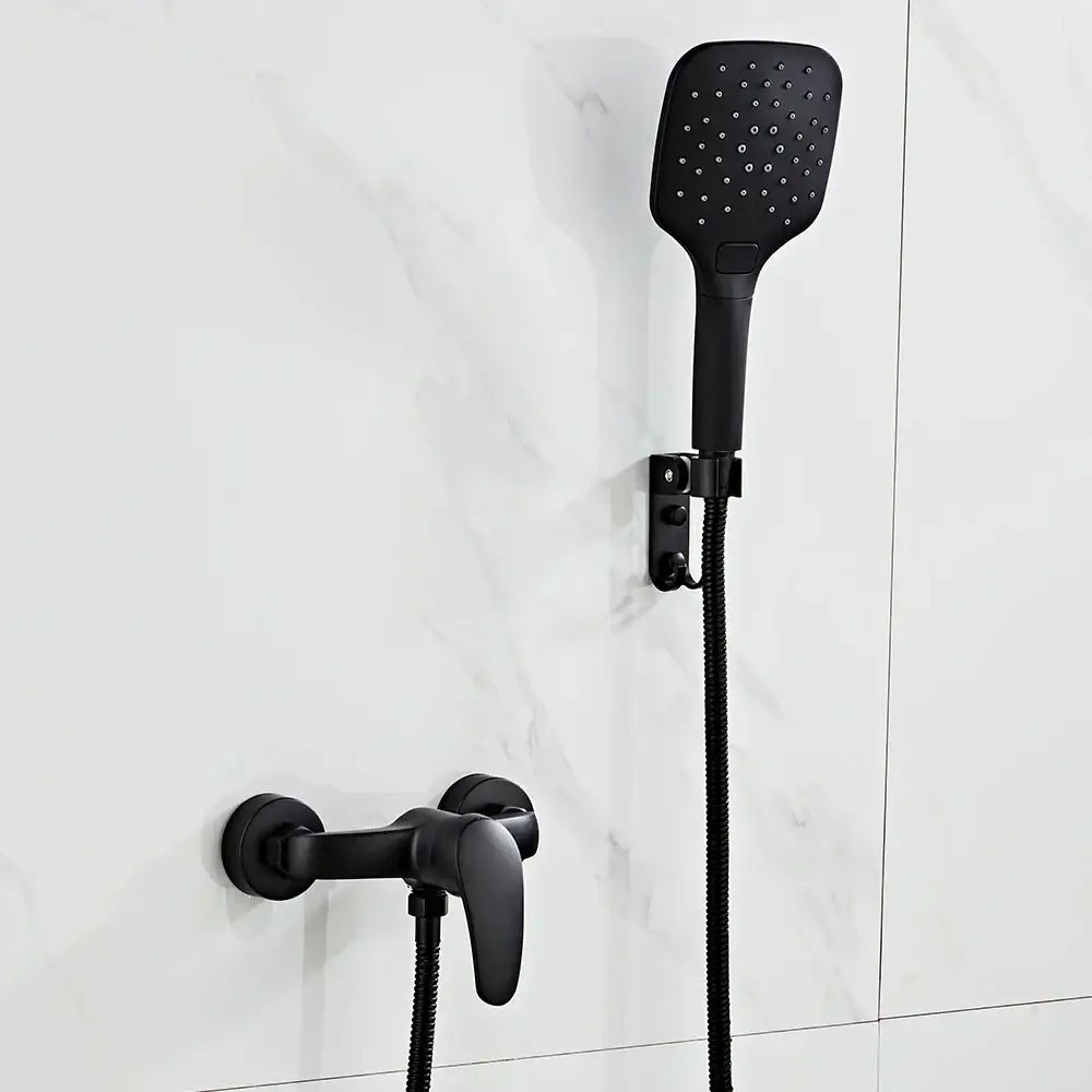 Black Brass Shower Faucet Set