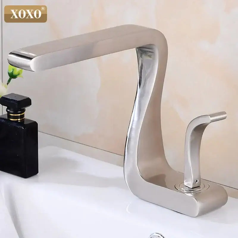 Black Brass Basin Faucet Single-Handle Waterfall