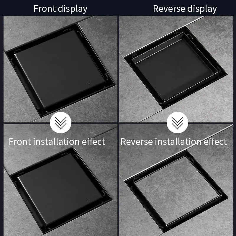 Black Brass Square Shower Drain with Deodorizer