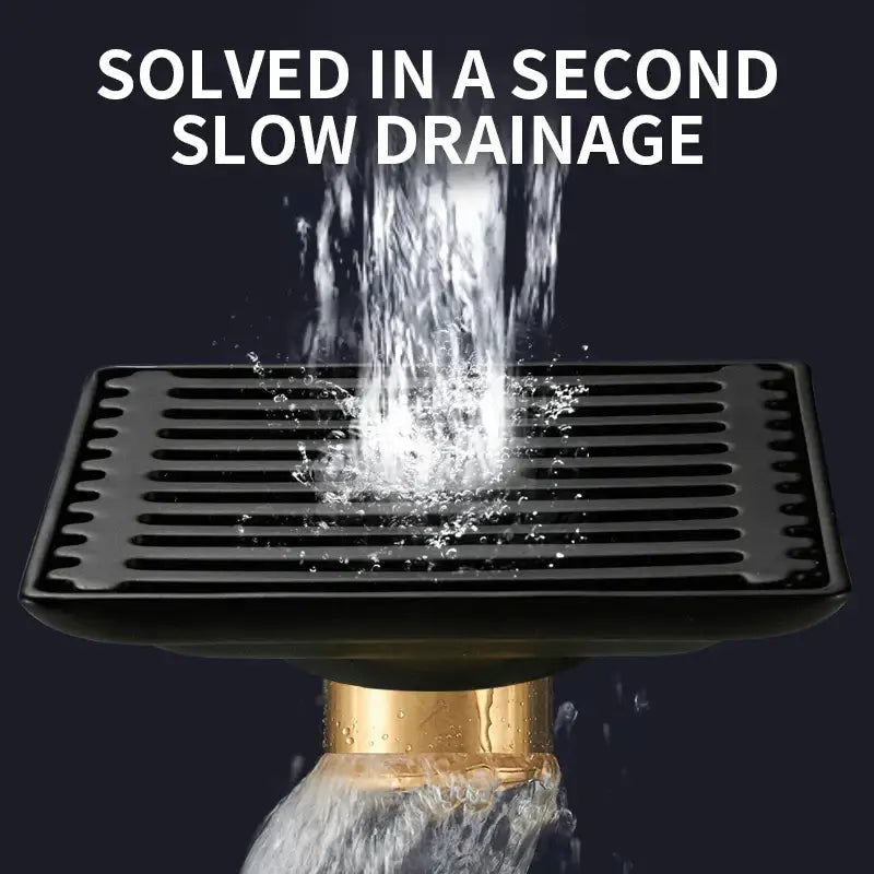 Black Brass Square Shower Drain with Deodorizer