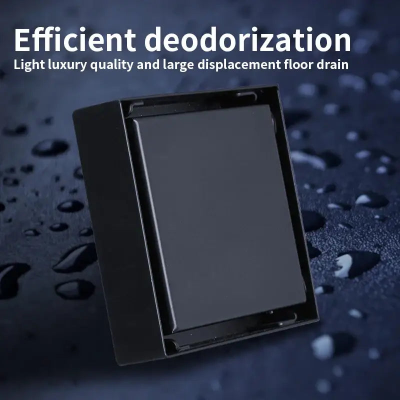Black Brass Square Shower Drain with Deodorizer