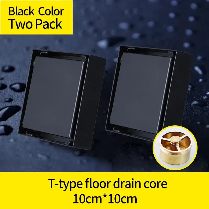 Black Brass Square Shower Drain with Deodorizer