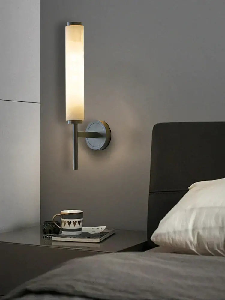 Black Bronze Alabaster Brass Wall Sconce