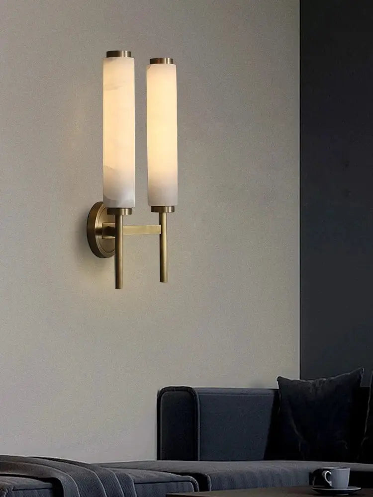 Black Bronze Alabaster Brass Wall Sconce