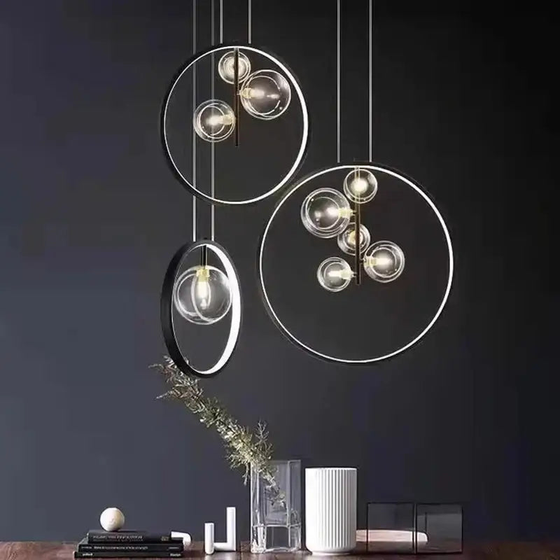 Black Bubble Glass Chandelier 10-Head Design