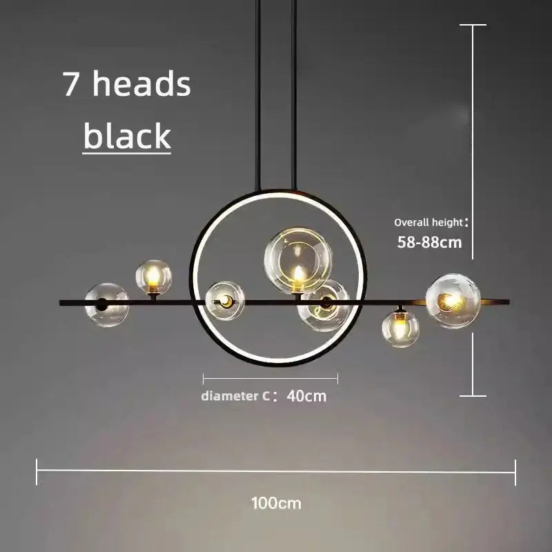 Black Bubble Glass Chandelier 10-Head Design