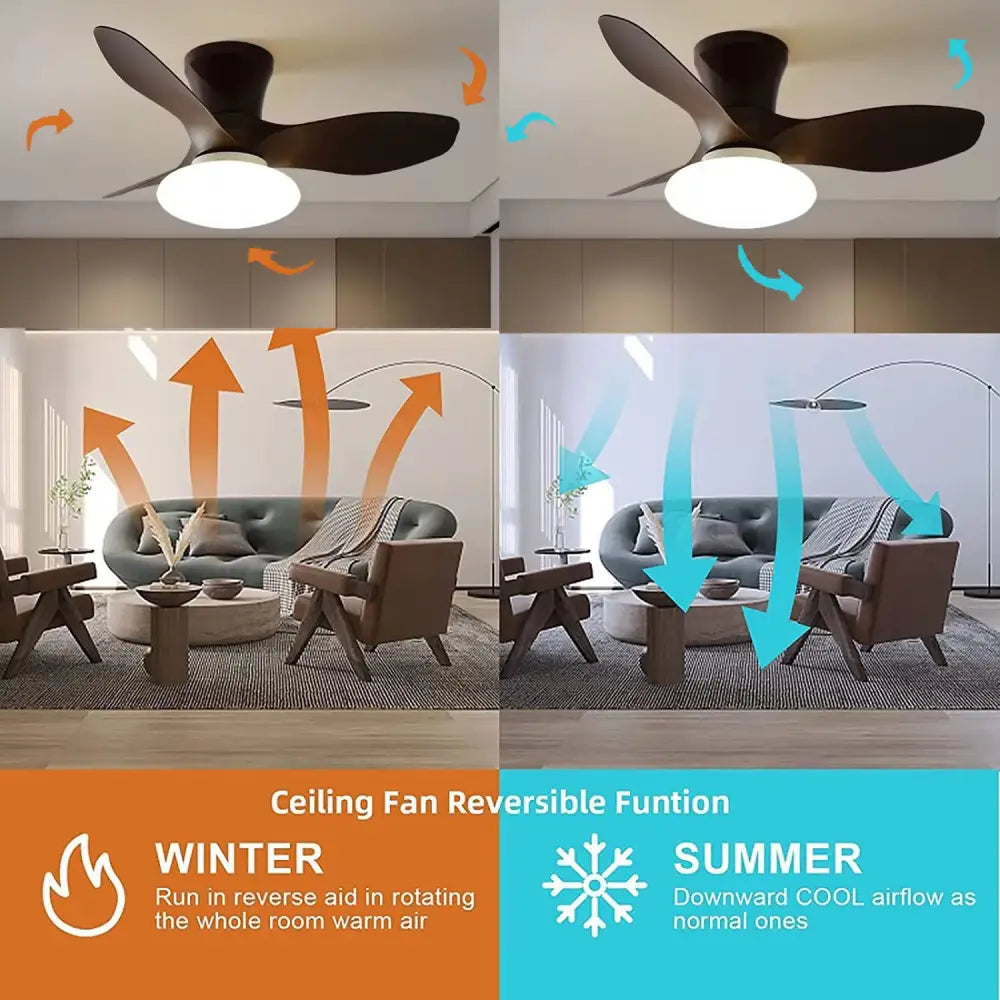 Black Remote Ceiling Fan with Reversible LED