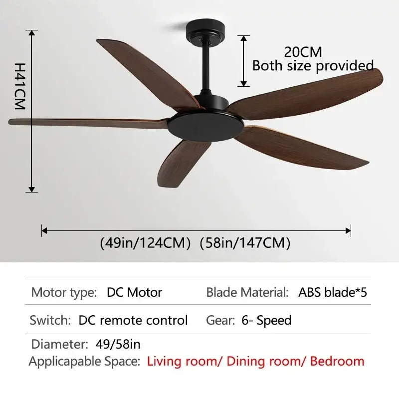 Walnut Grain DC-Motor Ceiling Fan