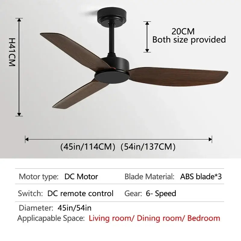 Walnut Grain DC-Motor Ceiling Fan
