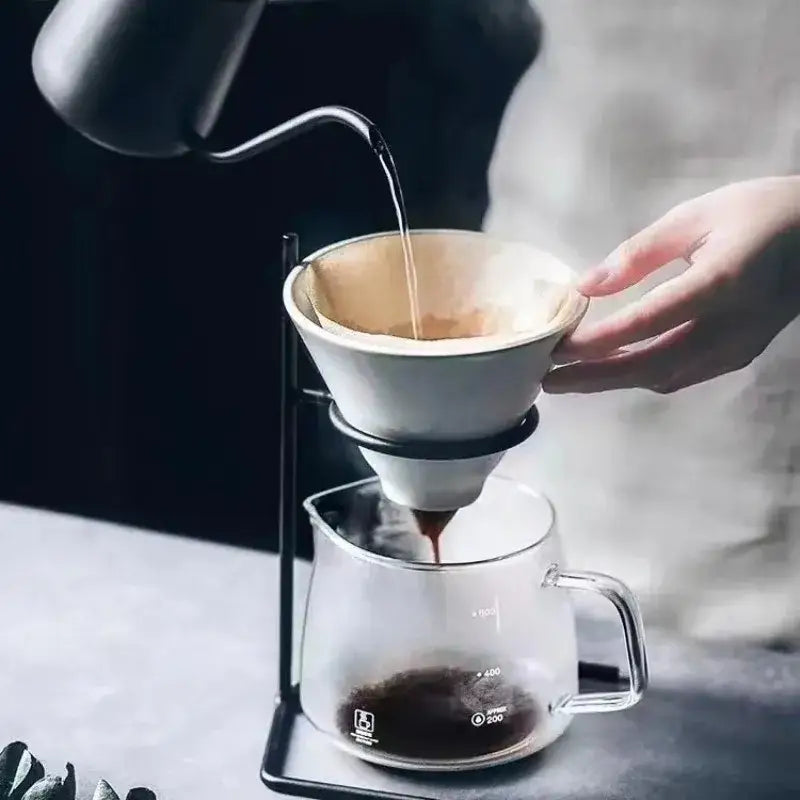 Black Ceramic Coffee Set with Pour-Over Dripper