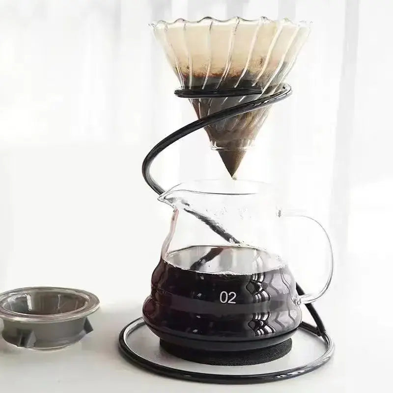 Black Ceramic Coffee Set with Pour-Over Dripper