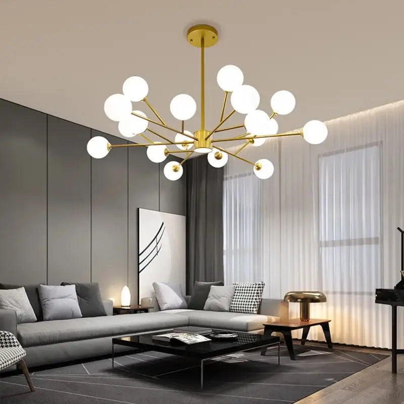 Black Frosted Glass 15-Head Chandelier