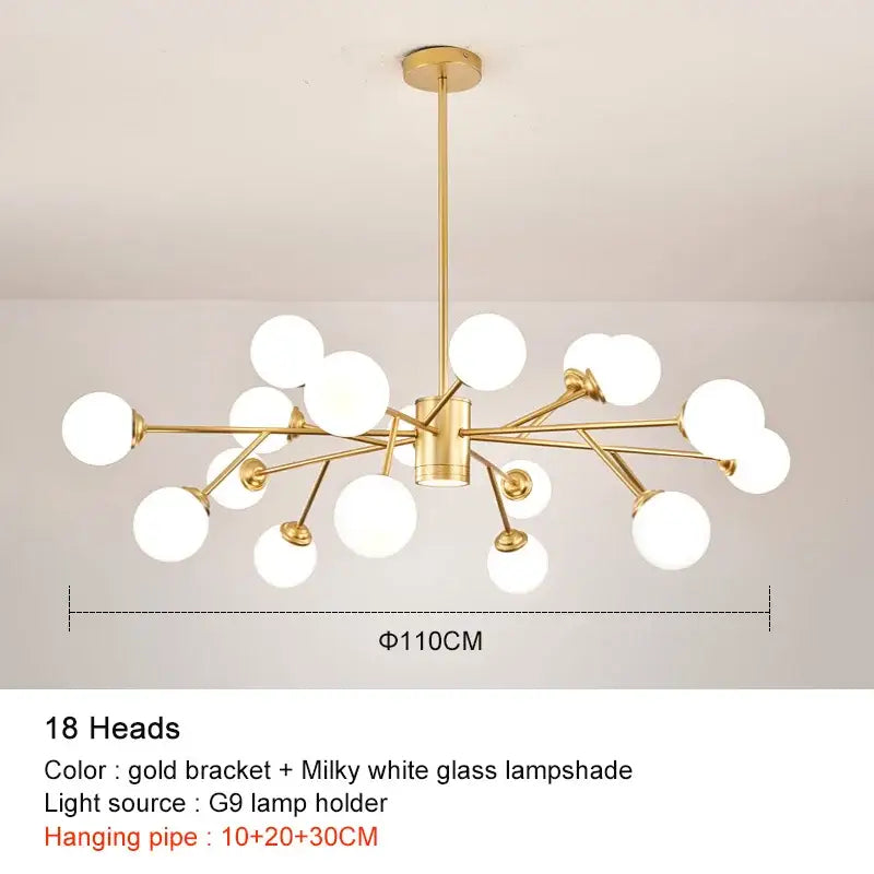 Black Frosted Glass 15-Head Chandelier