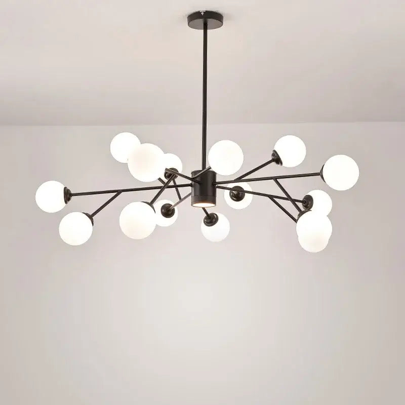 Black Frosted Glass 15-Head Chandelier
