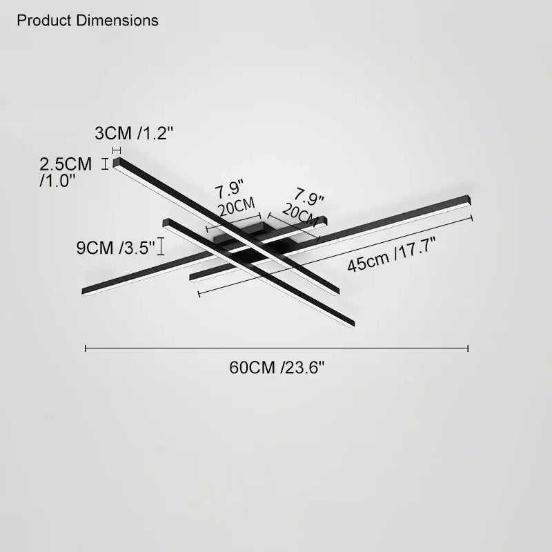 Black LED Ceiling Chandelier 6-Rod L150cm