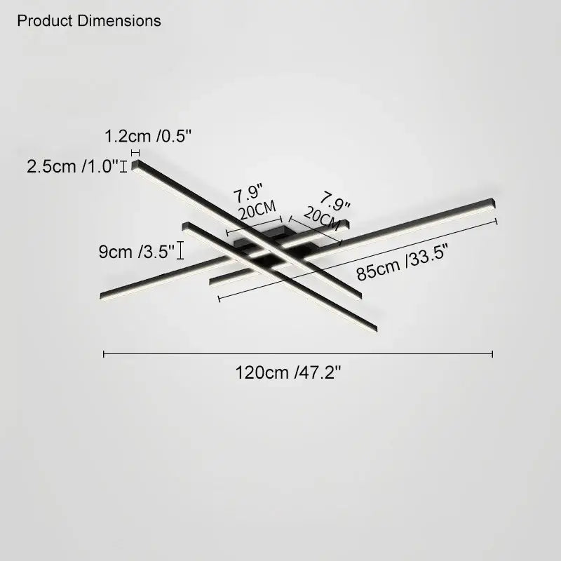 Black LED Ceiling Chandelier 6-Rod L150cm
