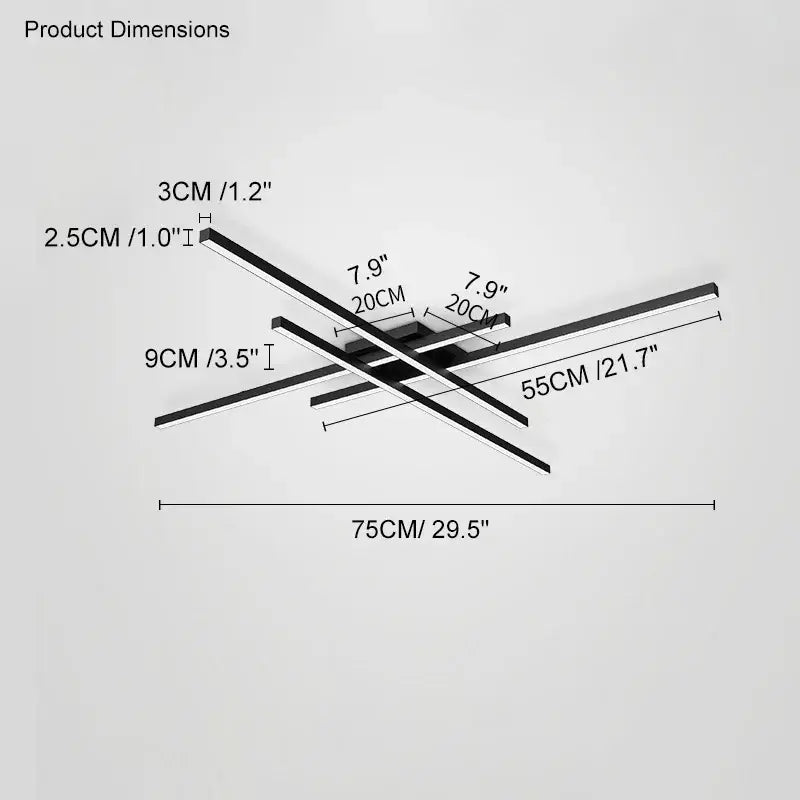 Black LED Ceiling Chandelier 6-Rod L150cm