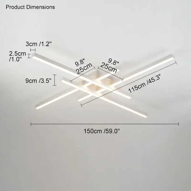 Black LED Ceiling Chandelier 6-Rod L150cm