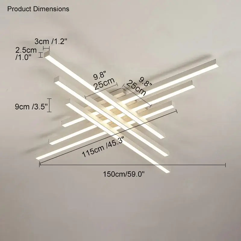 Black LED Ceiling Chandelier 6-Rod L150cm