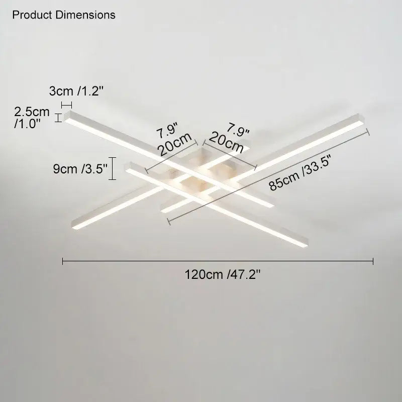 Black LED Ceiling Chandelier 6-Rod L150cm
