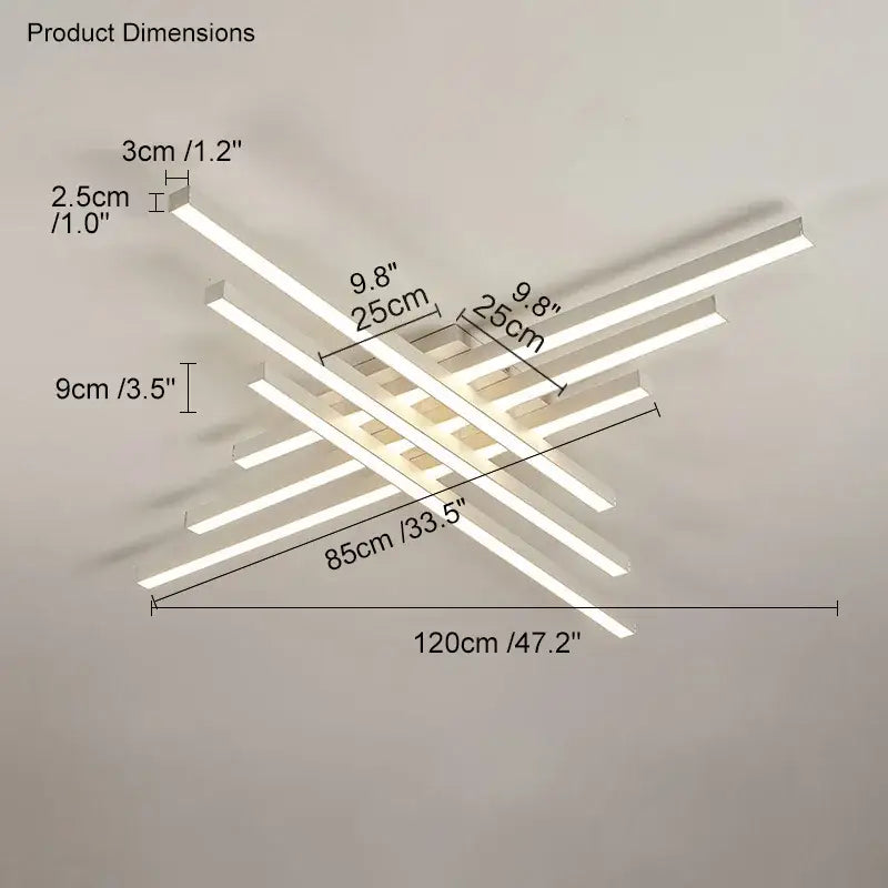 Black LED Ceiling Chandelier 6-Rod L150cm