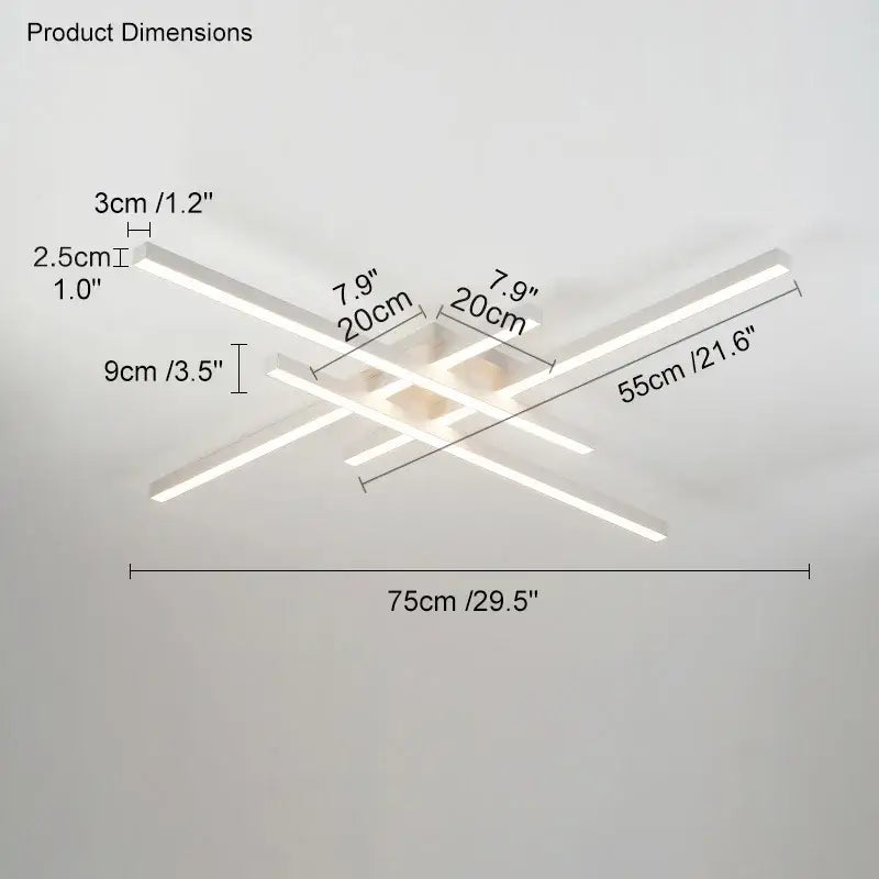 Black LED Ceiling Chandelier 6-Rod L150cm