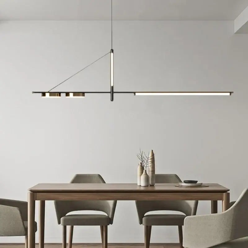 Black Minimalist Pendant Light L150cm for Dining