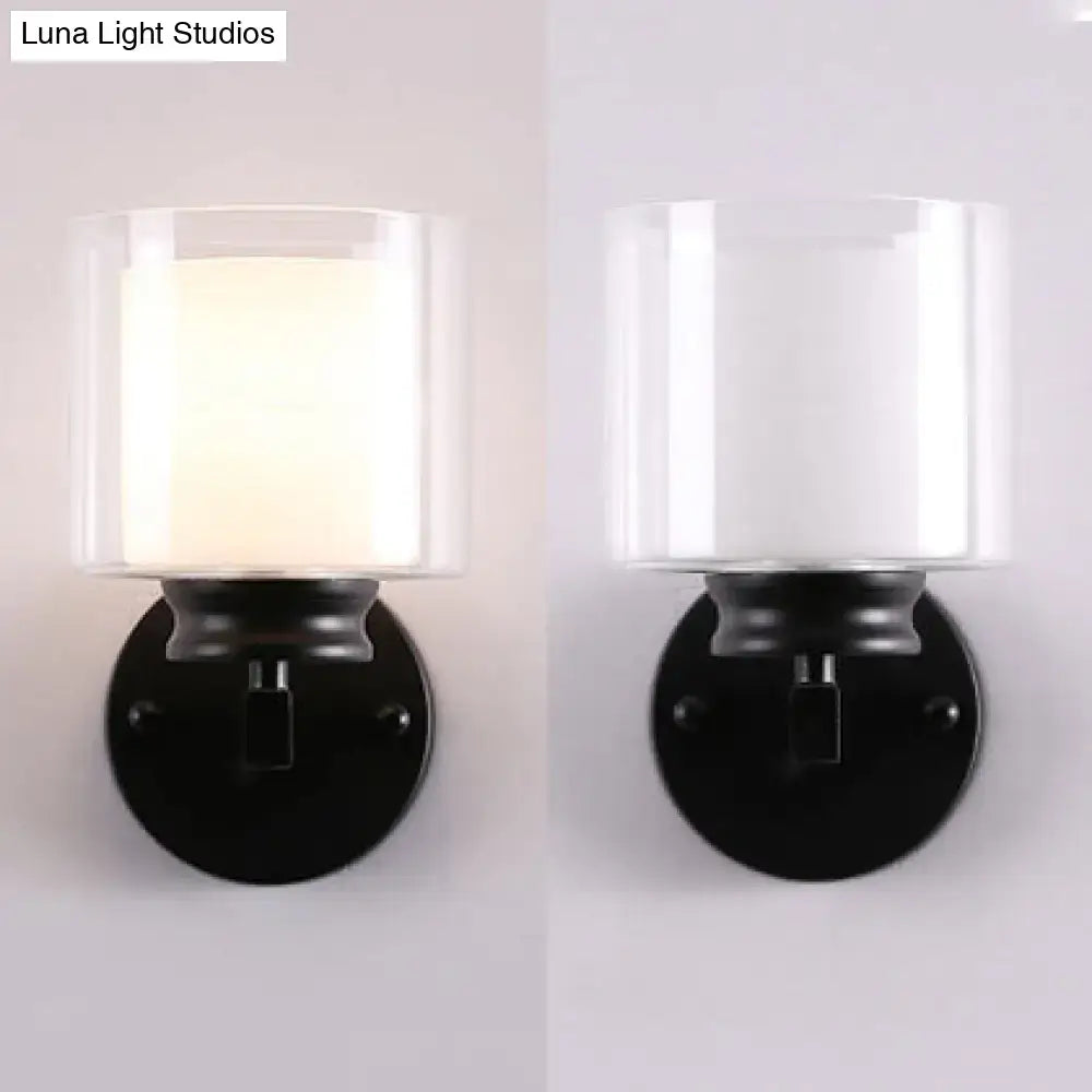 Black Chrome Glass Sconce