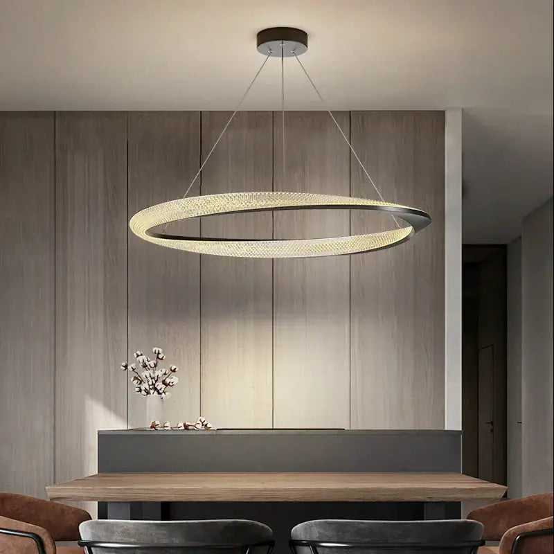 Black Circle Chrome Chandelier