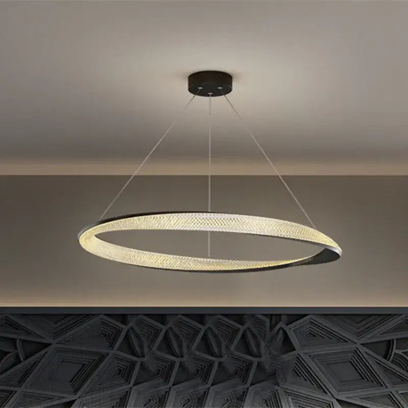 Black Circle Chrome Chandelier