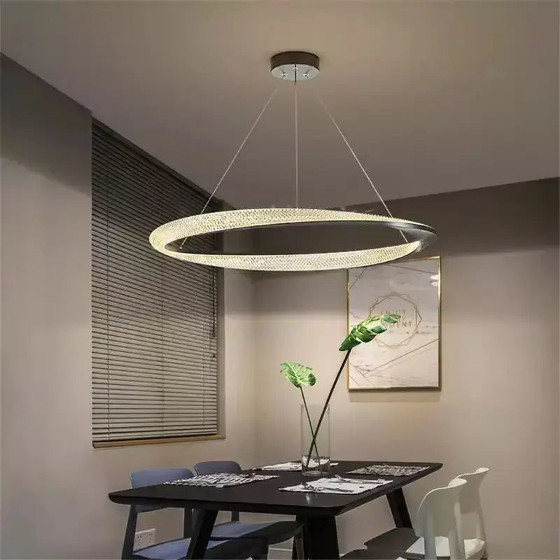 Black Circle Chrome Chandelier