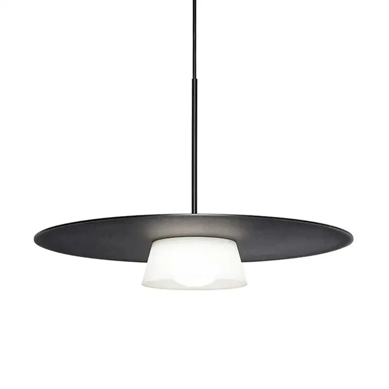 Black Glass Frosted Circular Pendant Light