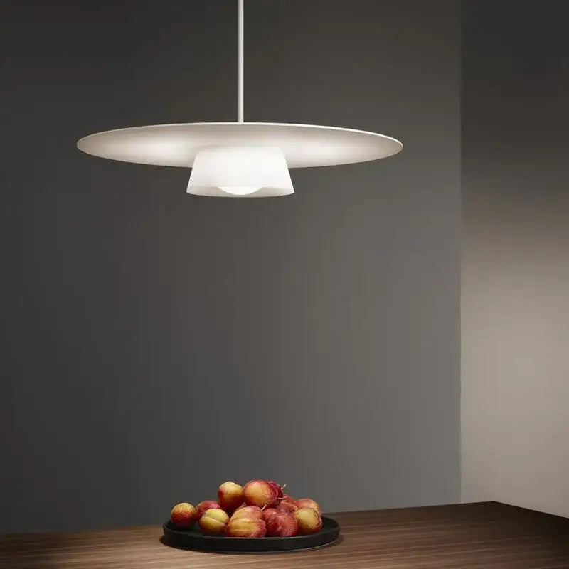 Black Glass Frosted Circular Pendant Light