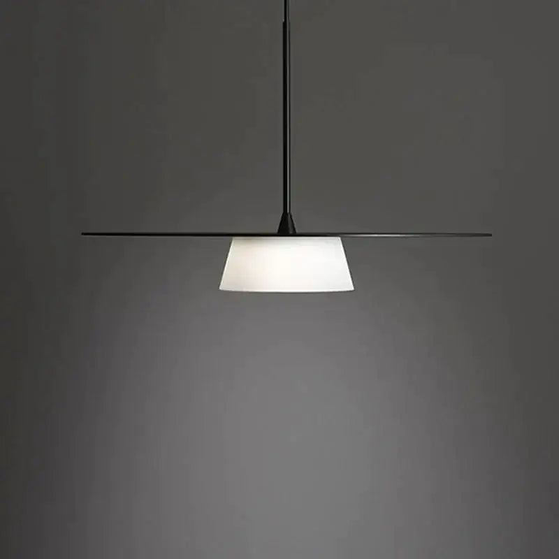 Black Glass Frosted Circular Pendant Light