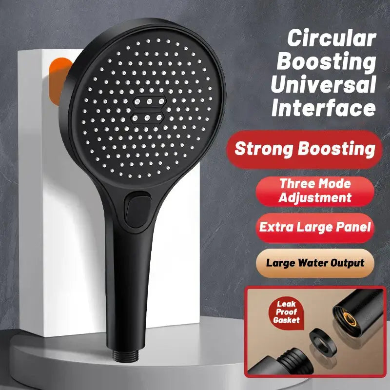 Black Circular Shower Head