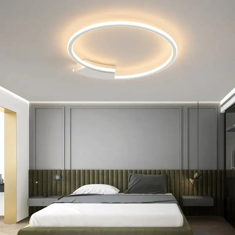 Black LED Ceiling Lamp with Dimmable Round Shade