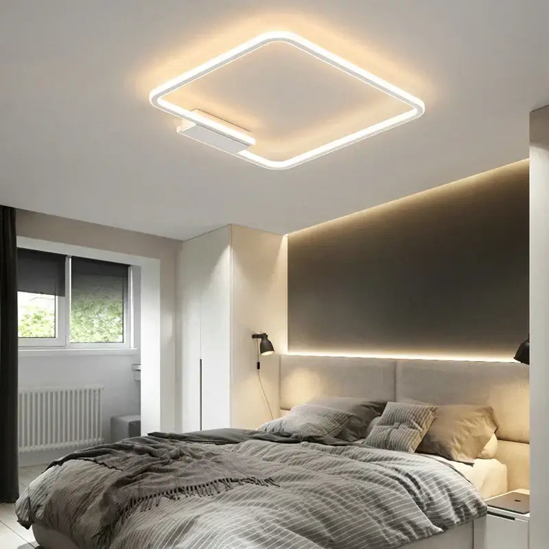 Black LED Ceiling Lamp with Dimmable Round Shade